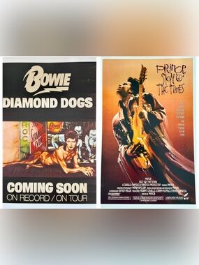 DAVID BOWIE & PRINCE 2 Piece 11”x17” Card Stock Poster Bundle; Perfect Condition
